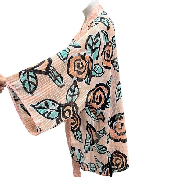 VICTORIAS Secret Floral Robe Medium Peach Rose - Picture 9 of 12